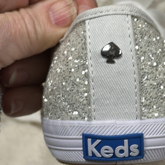 Keds x Kate Spade New York fashion sneakers Silver sparkle glitter , US 8, NWOT - Picture 9 of 12